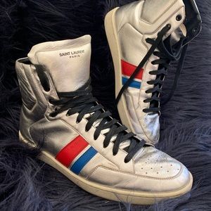 St Laurent Metallic sliver shoes